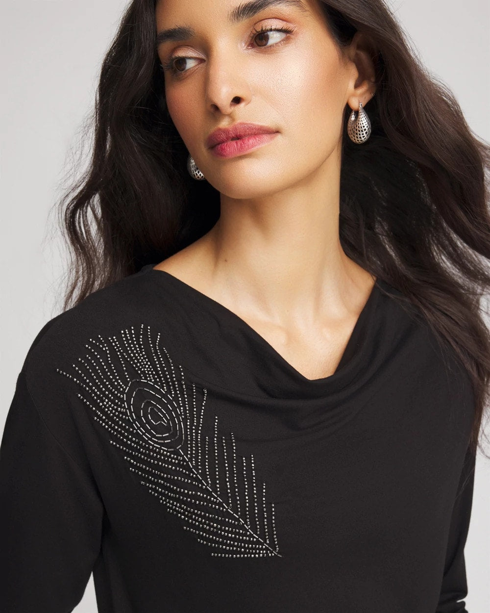 Chico's Classic | Embellished Cowlneck Dolman Tee