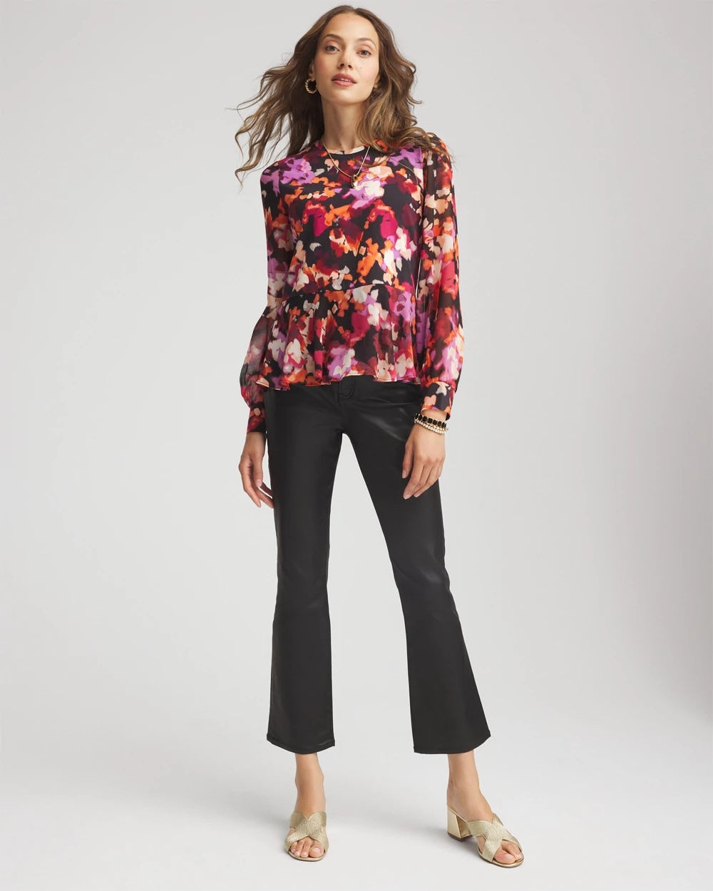 Chico's Popular | Printed Chiffon Peplum Top