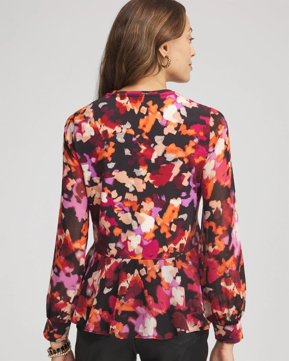 Chico's Popular | Printed Chiffon Peplum Top