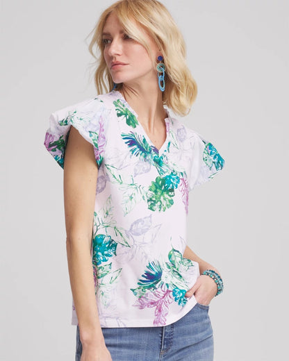 Chico's Deals | Notch Neck Cap Sleeve Tee