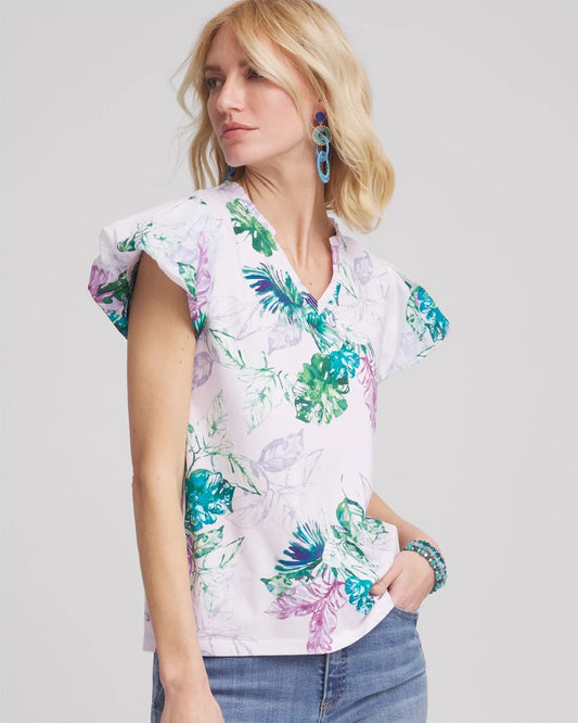 Chico's Deals | Notch Neck Cap Sleeve Tee