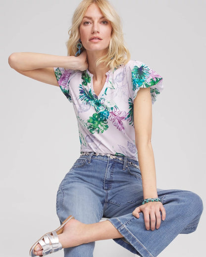 Chico's Deals | Notch Neck Cap Sleeve Tee