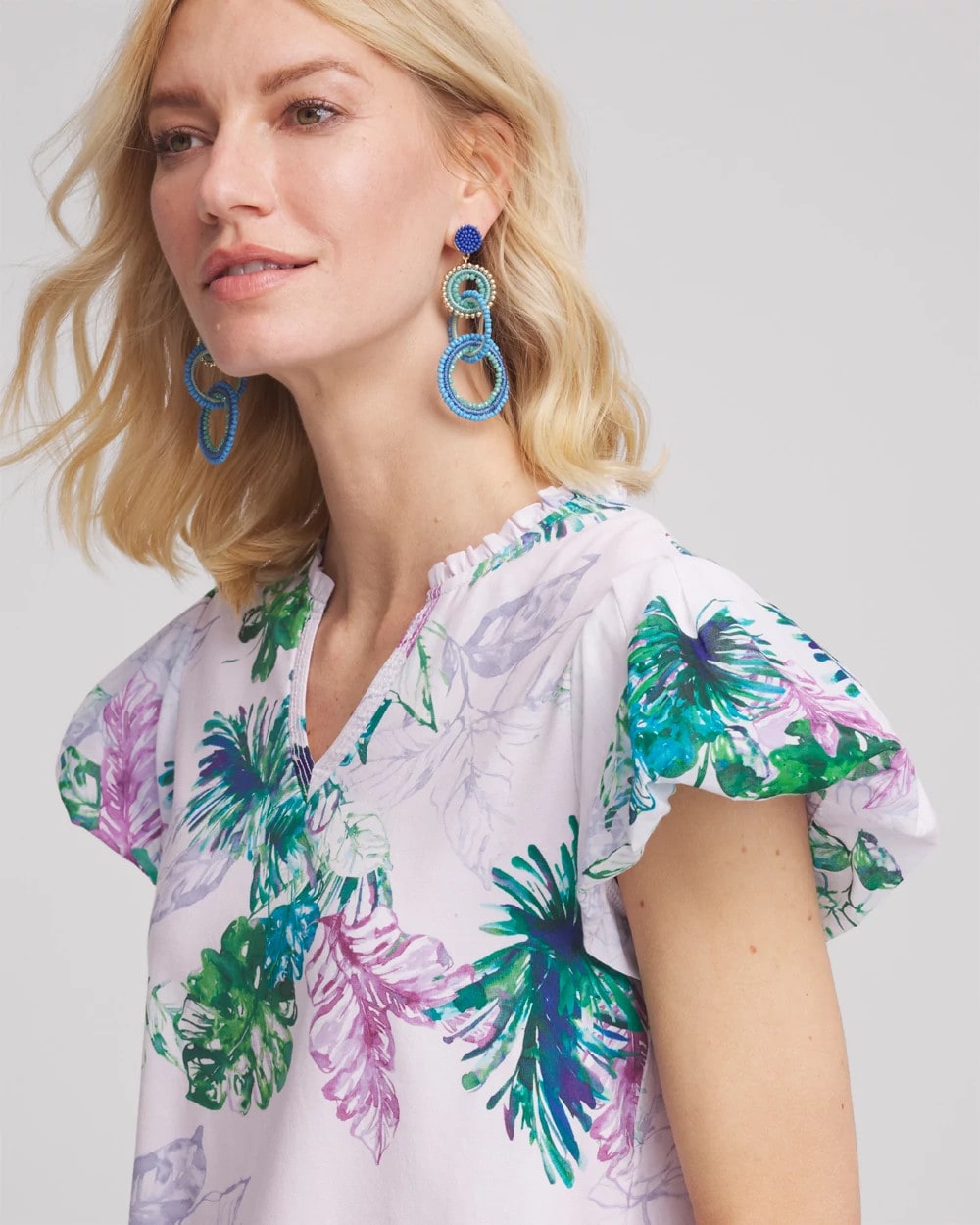 Chico's Deals | Notch Neck Cap Sleeve Tee