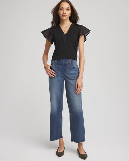 Chico's Deals | Pleated-Trim Flutter-Sleeve Tee