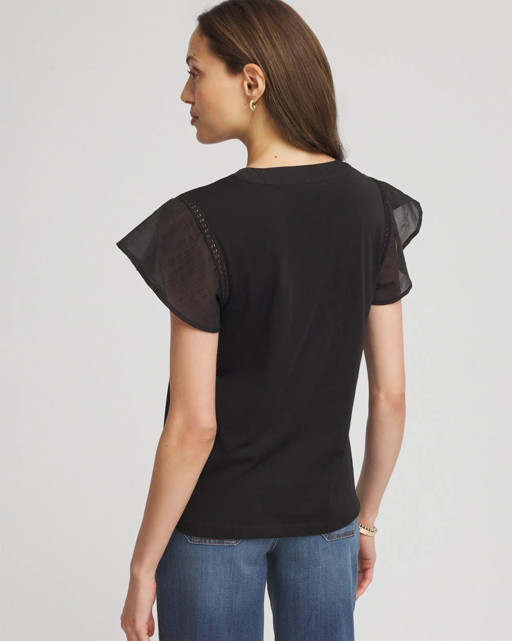Chico's Deals | Pleated-Trim Flutter-Sleeve Tee