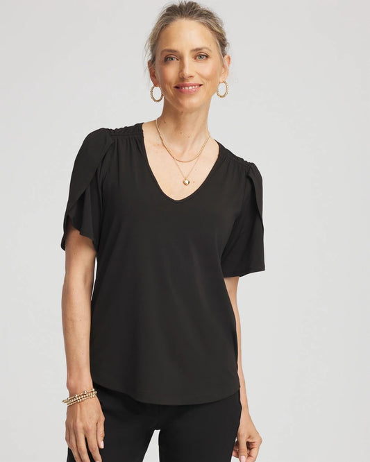 Chico's New | Petal-Sleeve Voop Neck Tee