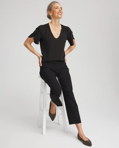 Chico's New | Petal-Sleeve Voop Neck Tee