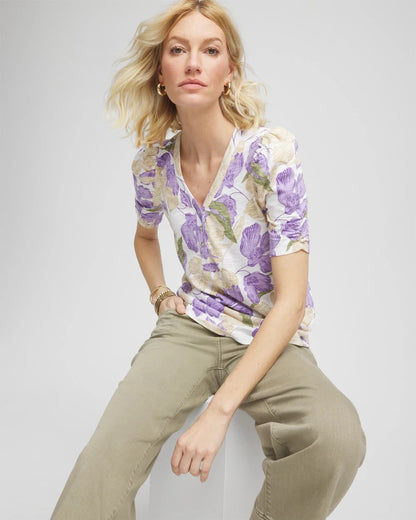 Chico's Trending | Floral Slub Henley Tee