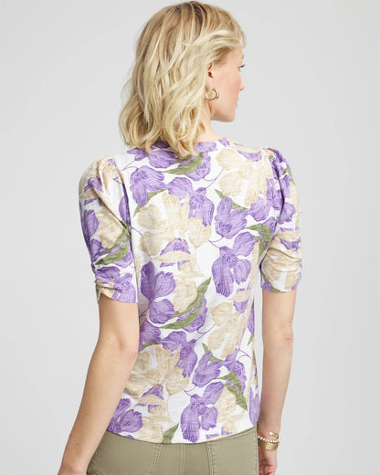 Chico's Trending | Floral Slub Henley Tee