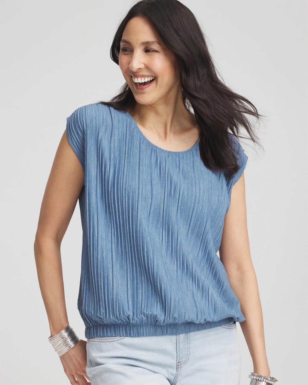 Chico's New | Melange Pleated Bubble-Hem Top