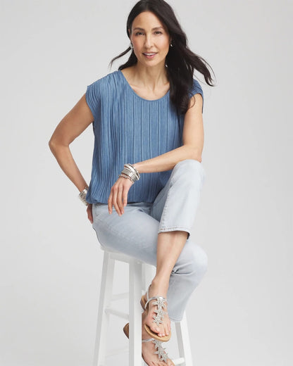 Chico's New | Melange Pleated Bubble-Hem Top