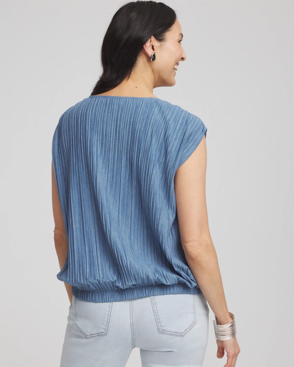 Chico's New | Melange Pleated Bubble-Hem Top