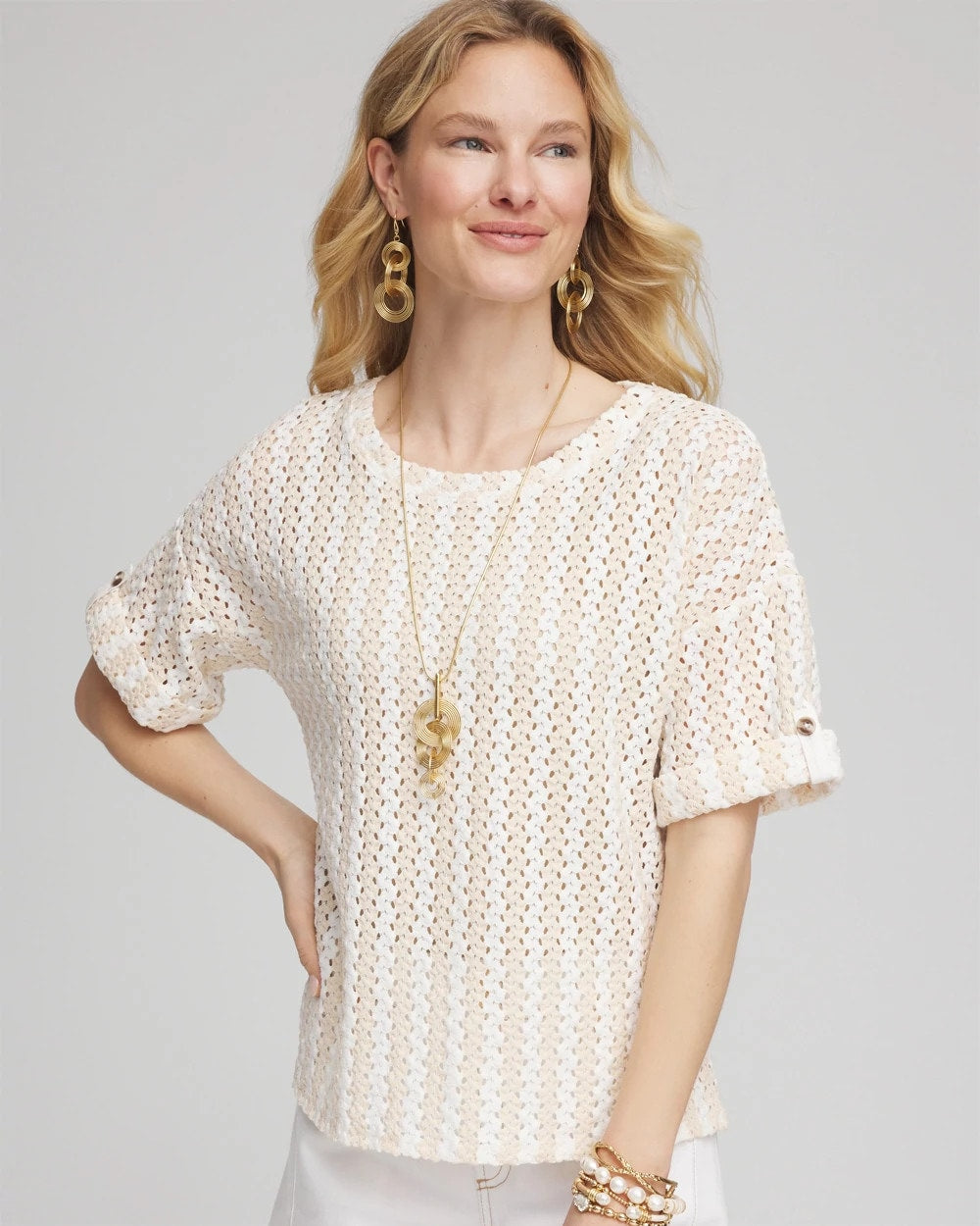 Chico's Best Seller | Textured Roll Cuff Tee