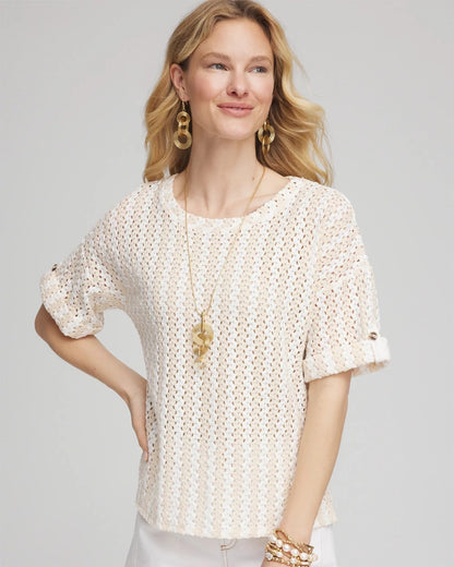 Chico's Best Seller | Textured Roll Cuff Tee