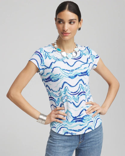 Chico's Exclusive | Ocean Waves Cap Sleeve Dolman Tee
