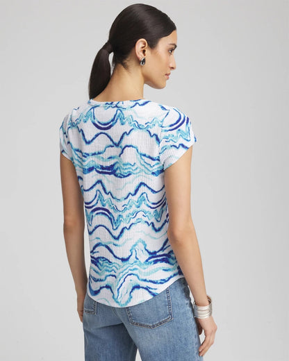 Chico's Exclusive | Ocean Waves Cap Sleeve Dolman Tee