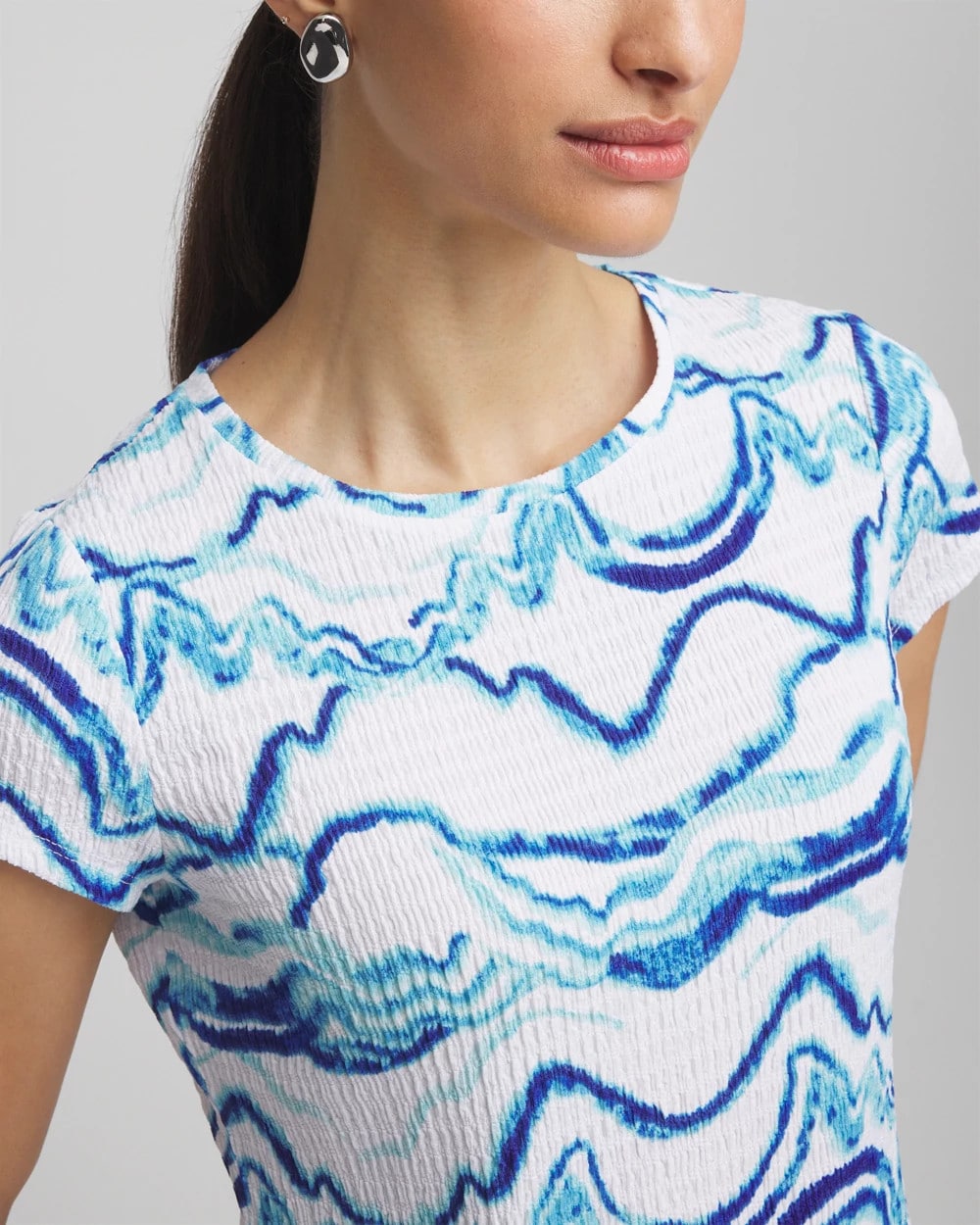 Chico's Exclusive | Ocean Waves Cap Sleeve Dolman Tee