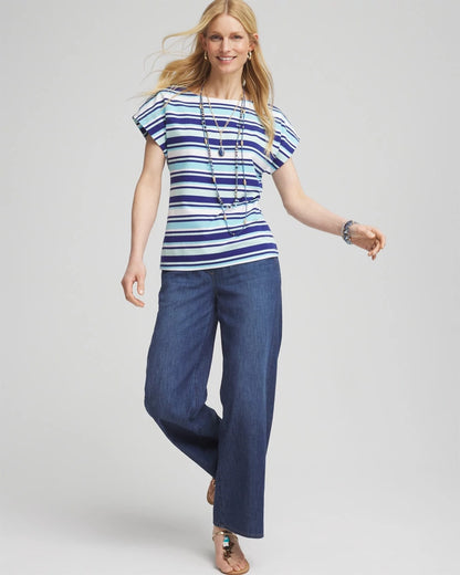 Chico's Special Offer | Stripe Modern Cap Sleeve Tee