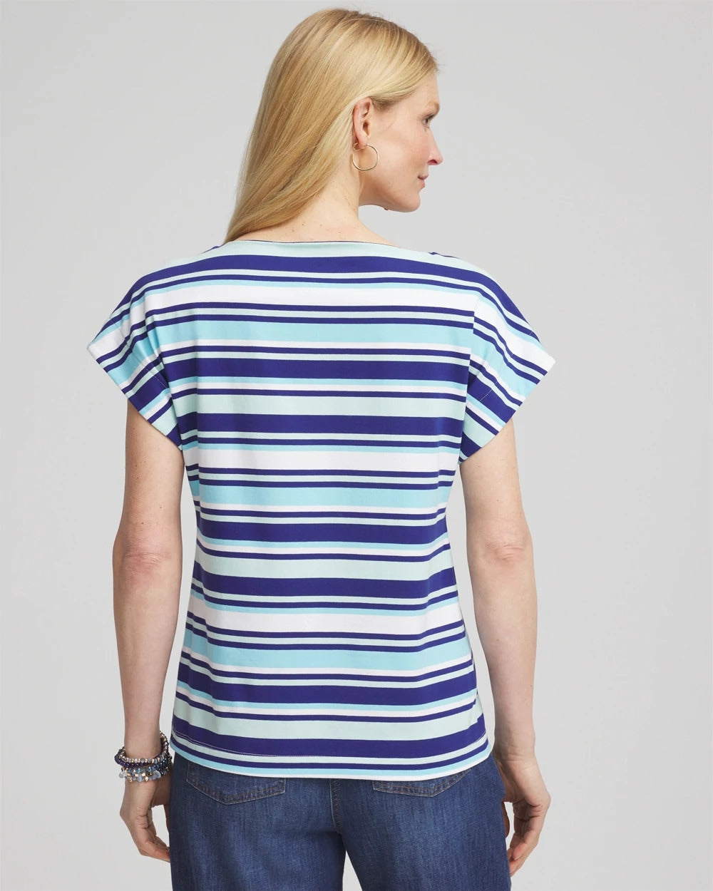 Chico's Special Offer | Stripe Modern Cap Sleeve Tee