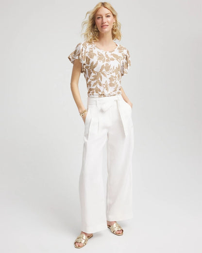 Chico's Best Seller | Linen Leaf Print Flutter Sleeve Tee