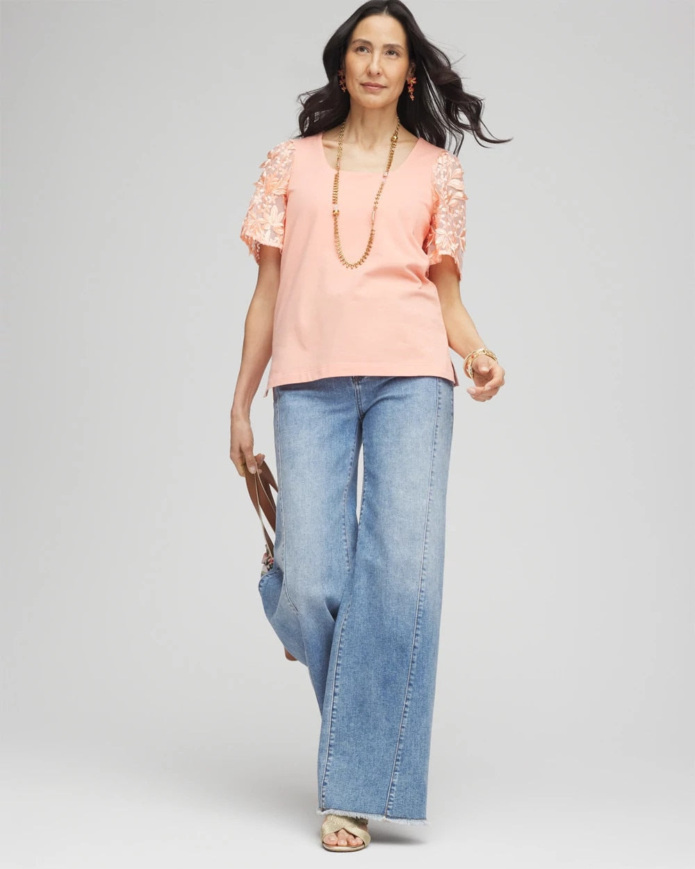 Chico's Featured | Floral Sleeved Square-Neck Tee