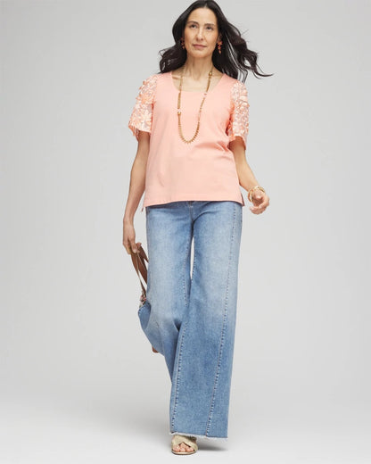 Chico's Featured | Floral Sleeved Square-Neck Tee