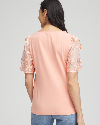 Chico's Featured | Floral Sleeved Square-Neck Tee