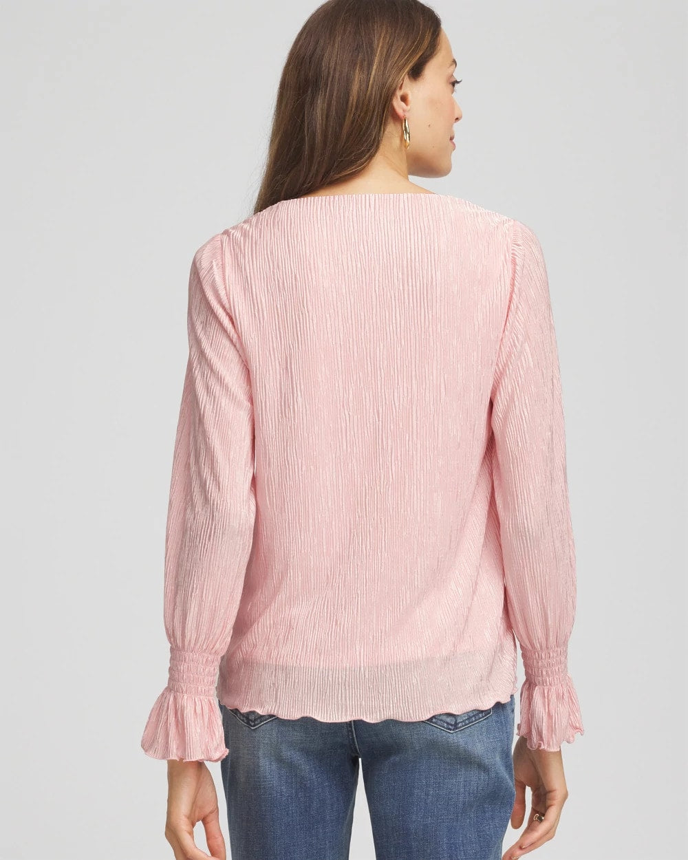 Chico's Signature | Crinkle Bodre Voop Neck Top