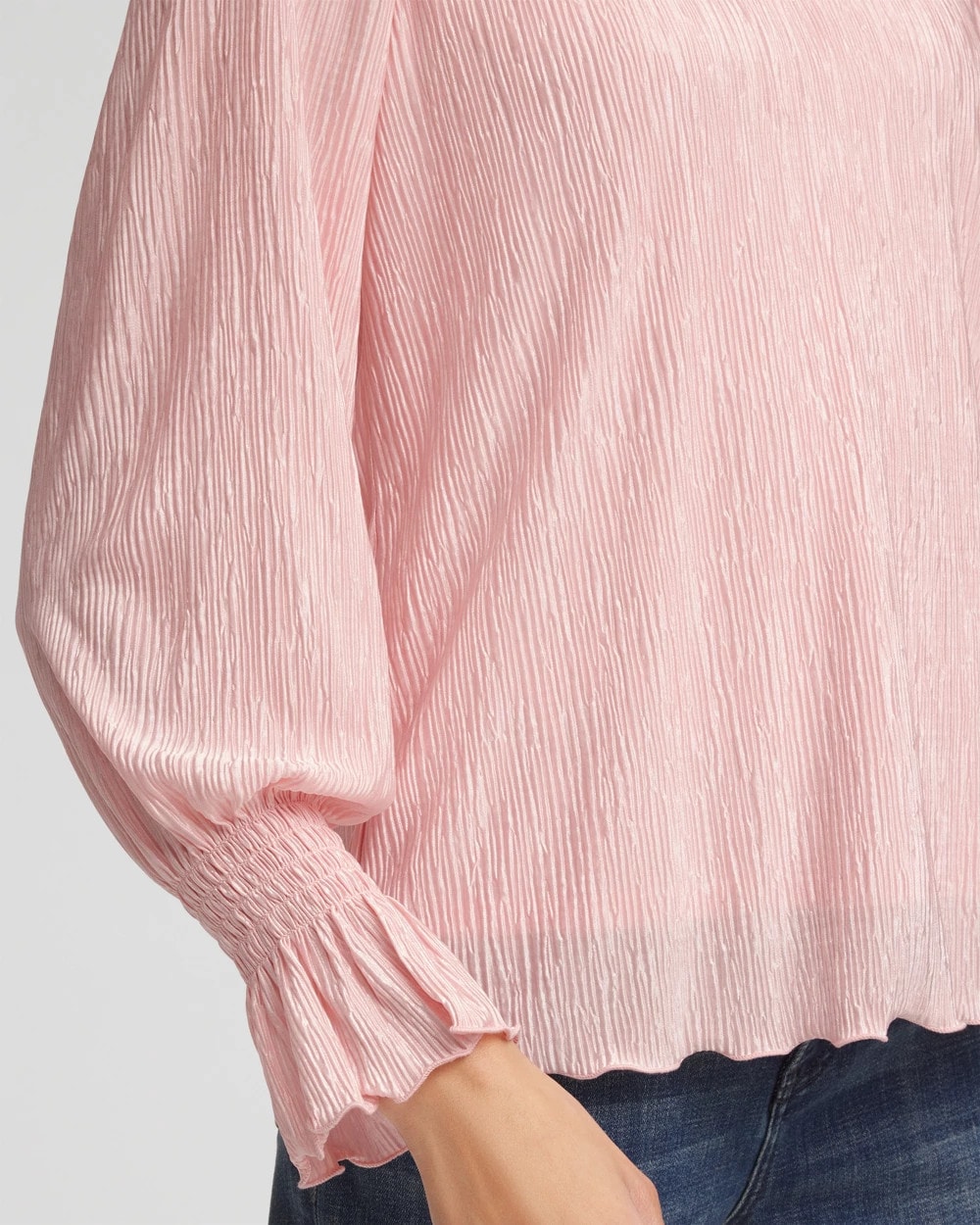 Chico's Signature | Crinkle Bodre Voop Neck Top