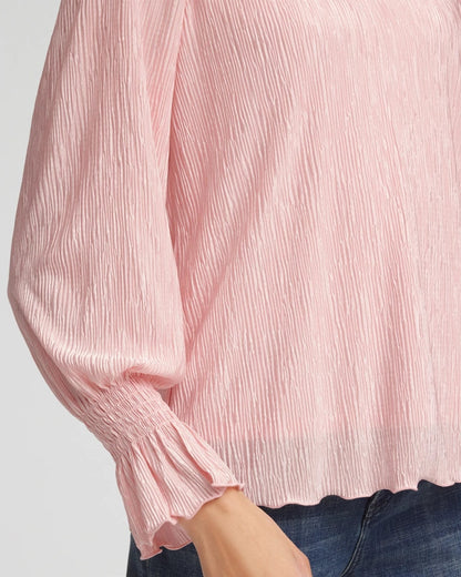 Chico's Signature | Crinkle Bodre Voop Neck Top