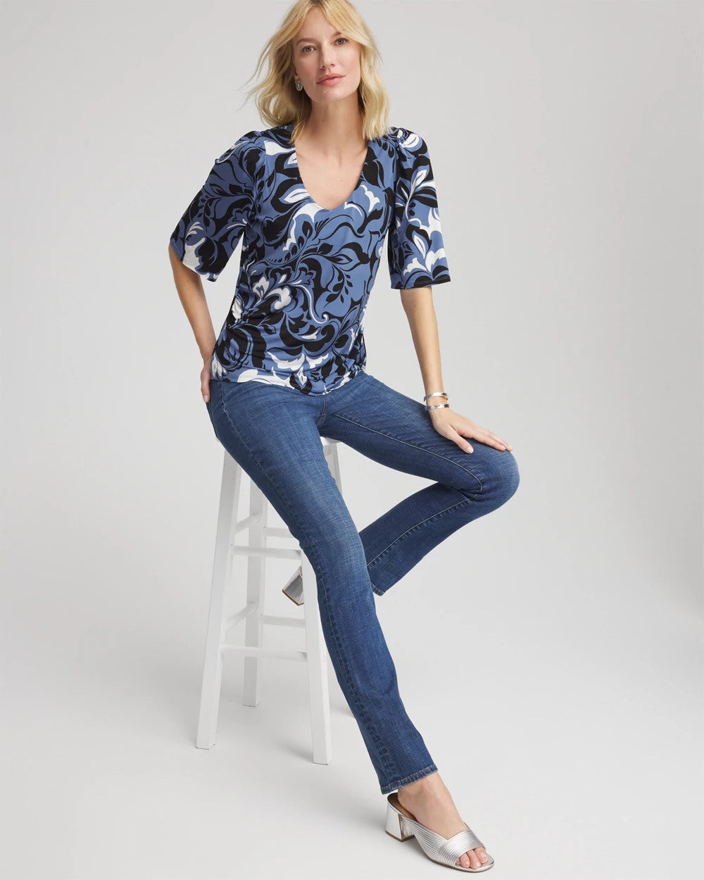 Chico's Latest | Stretch-Knit Flutter-Sleeve Tee