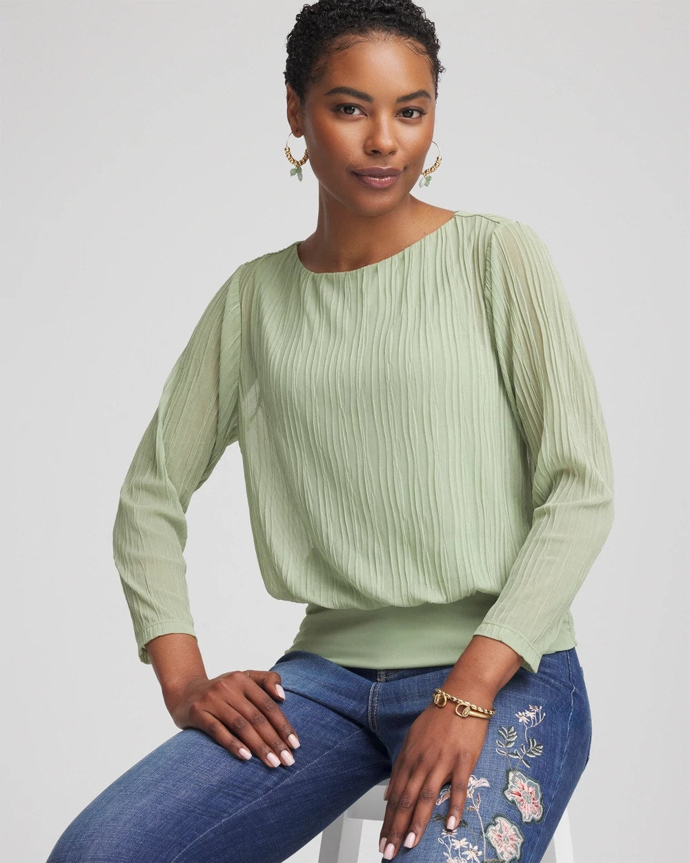 Chico's Best Price | Touch of Cool™ Textured Banded-Hem Top