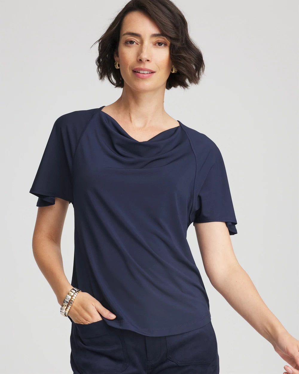 Chico's Premium | Jersey Knit Cowlneck Tee