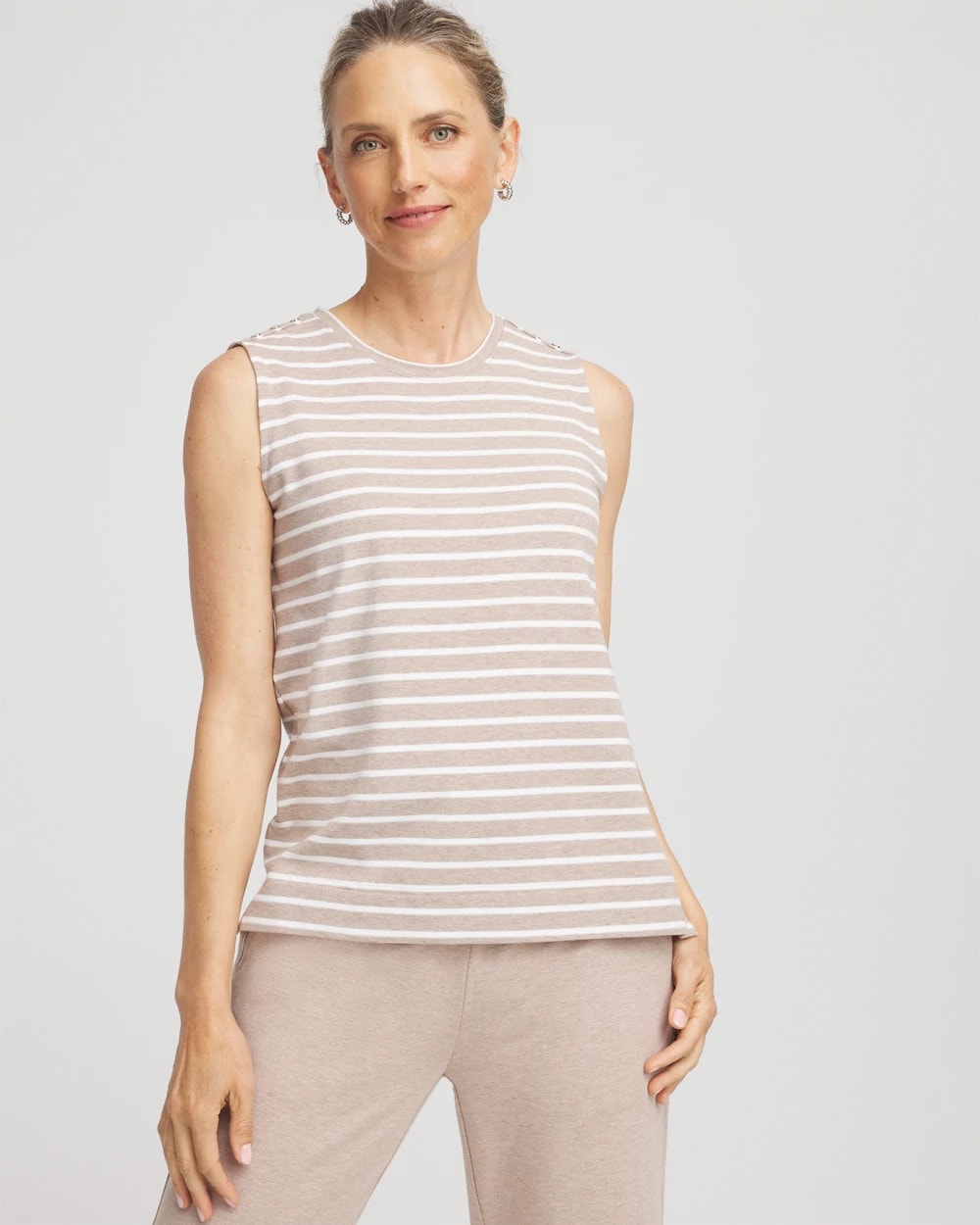 Chico's Best Price | Zenergy® UPF Sleeveless Metallic-Striped Tank