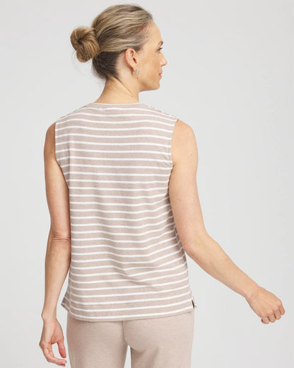 Chico's Best Price | Zenergy® UPF Sleeveless Metallic-Striped Tank