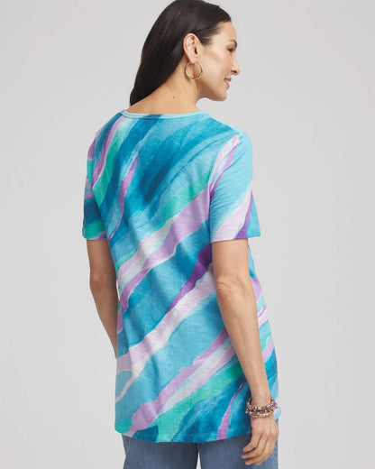 Chico's Sale | Sea Print Short Sleeve Forward-Seam Tee