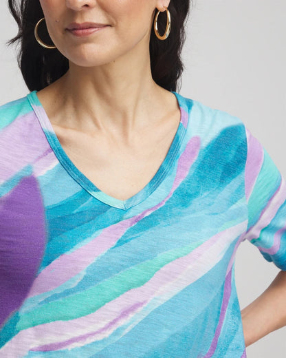 Chico's Sale | Sea Print Short Sleeve Forward-Seam Tee