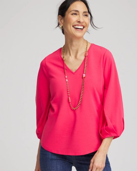 Chico's Top Pick | Cotton Tuck Sleeve Tee