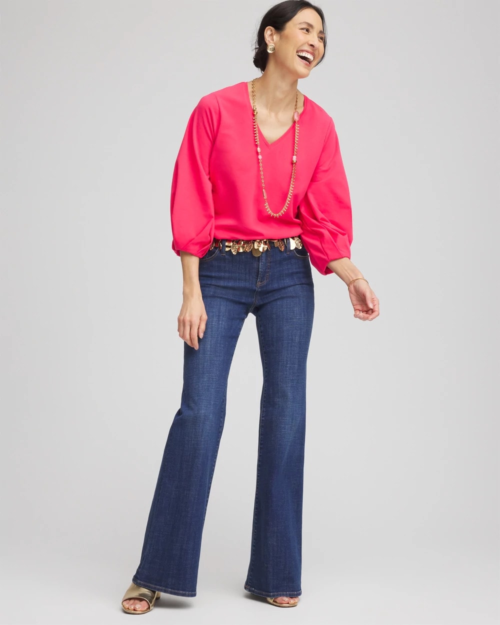 Chico's Top Pick | Cotton Tuck Sleeve Tee
