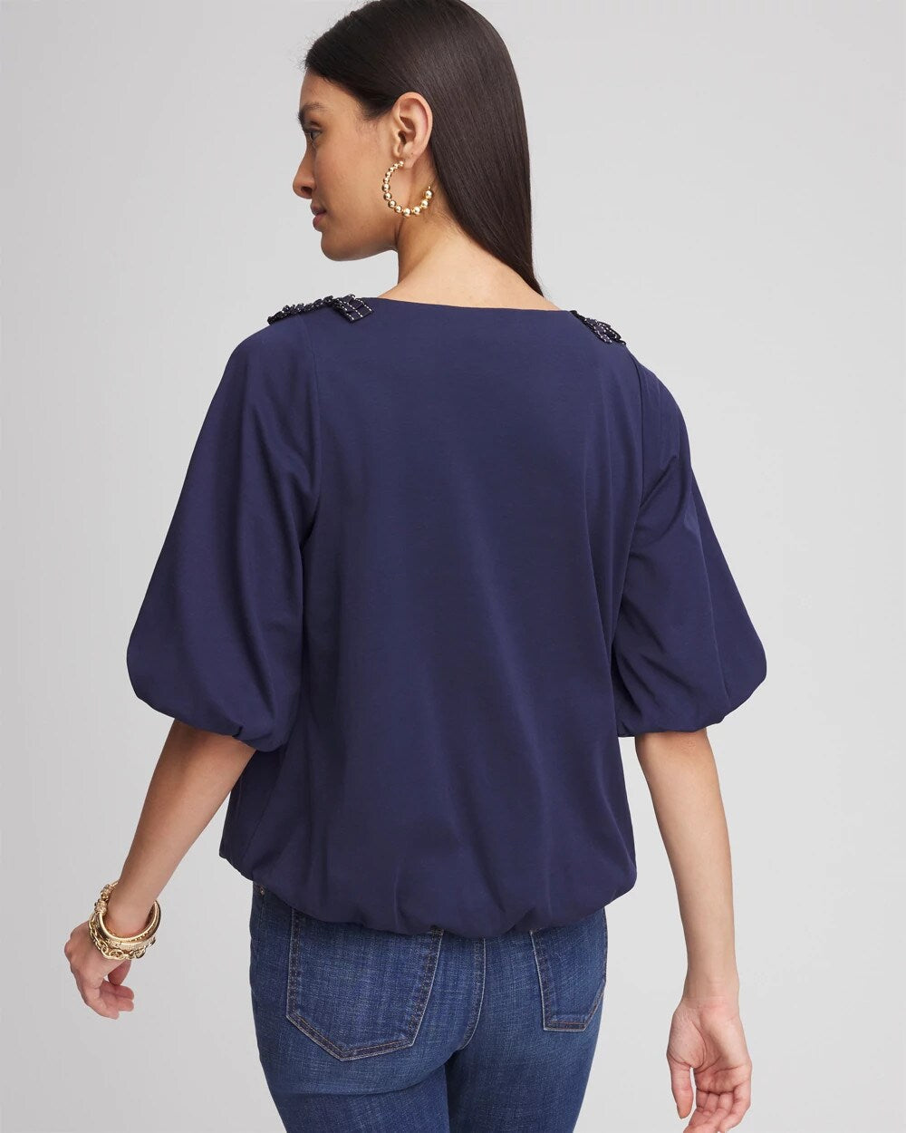 Chico's Hot Sale | Bubble Hem Pleated Cotton Top