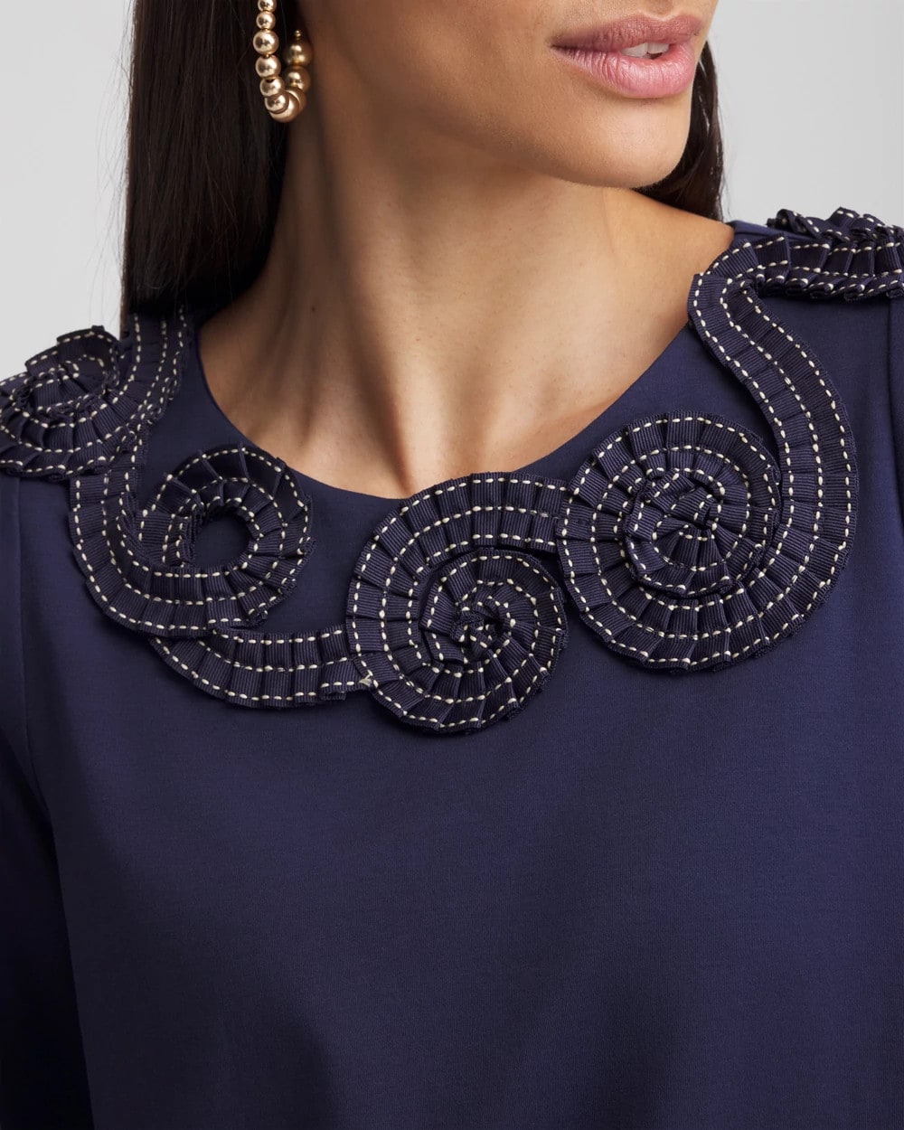 Chico's Hot Sale | Bubble Hem Pleated Cotton Top