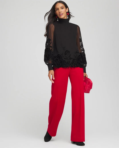 Chico's Hot Sale | Sheer Mesh Velvet Appliqué Top