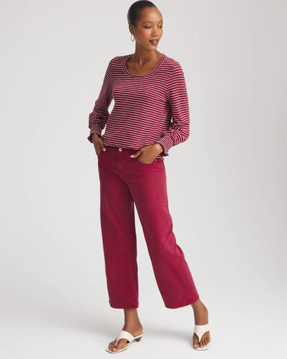 Chico's Everyday | Smocked-Sleeve Cotton-Slub Tee