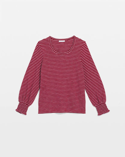 Chico's Everyday | Smocked-Sleeve Cotton-Slub Tee