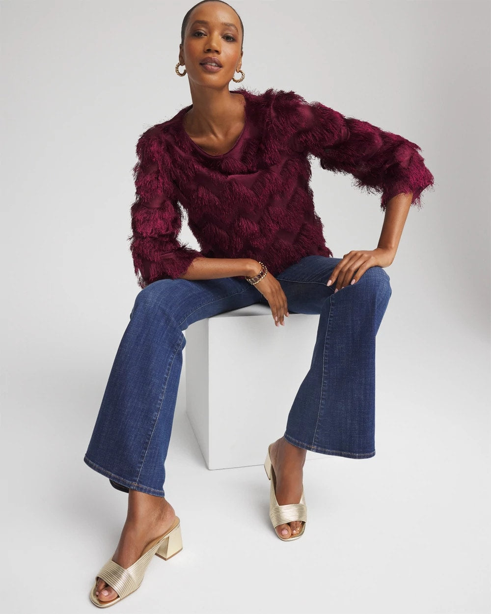Chico's Sale | Chevron Fringe Party Top