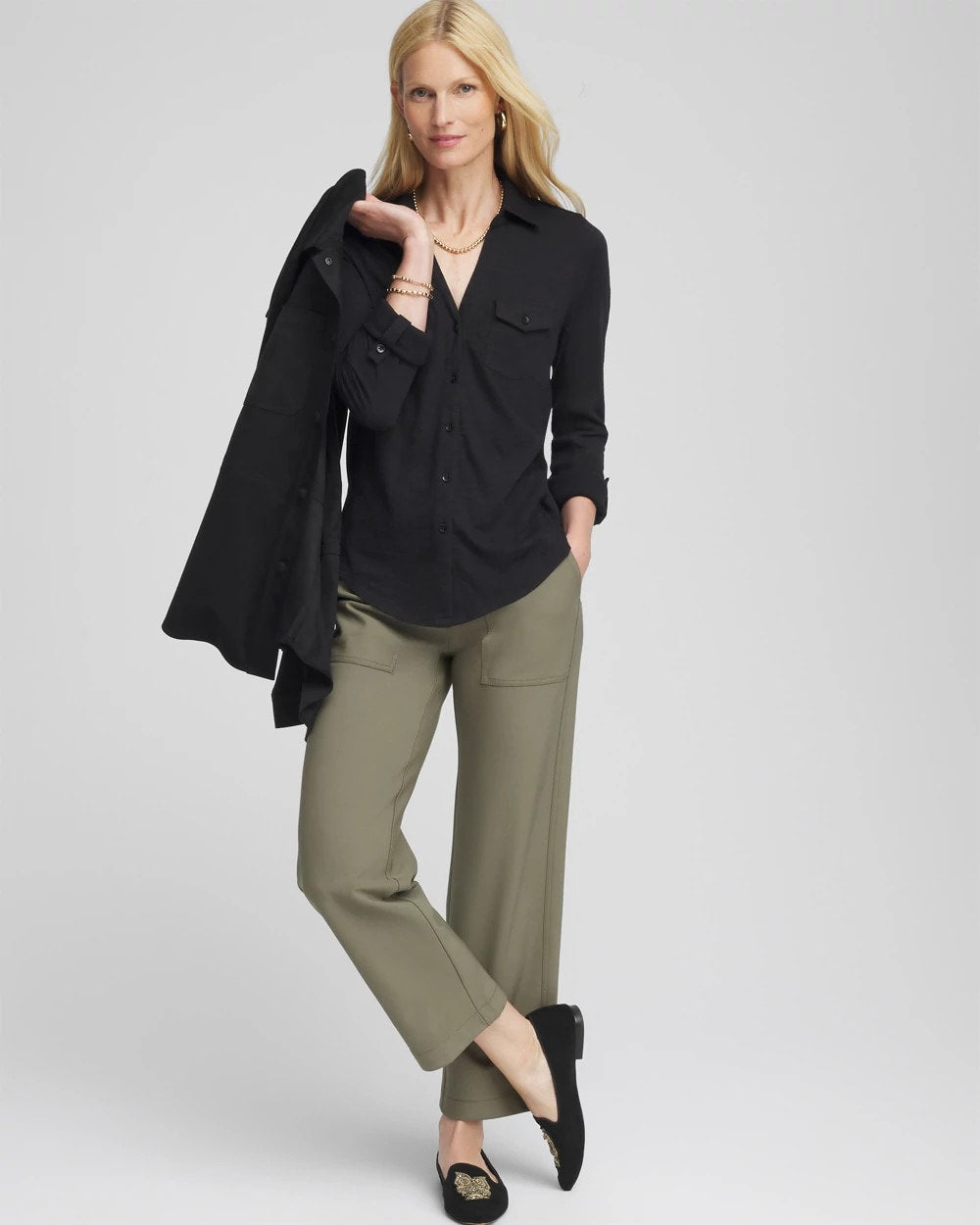 Chico's Hot Sale | Collared Henley Shirt
