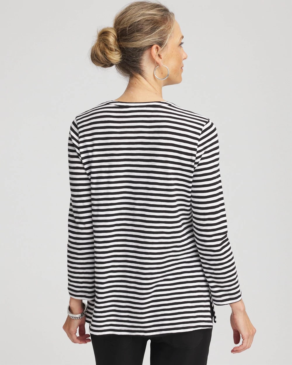 Chico's Customer Favorite | Striped Slub Splitneck Henley Tee