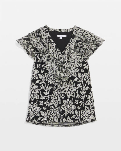 Chico's Special Offer | Lace Floral-Burnout Henley Tee