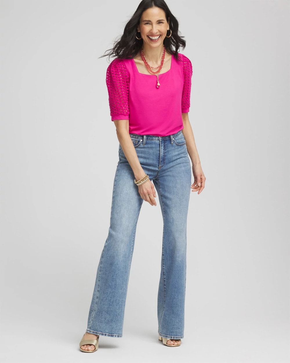 Chico's Popular | Touch of Cool™ Crochet Lace Square-Neck Tee