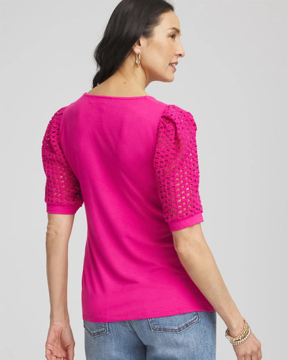 Chico's Popular | Touch of Cool™ Crochet Lace Square-Neck Tee